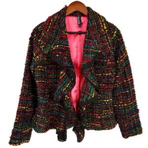 Berek Sz Small Womens Sparkly Wearable Art Rainbow Jacket Blouse Shirt Top Artsy
